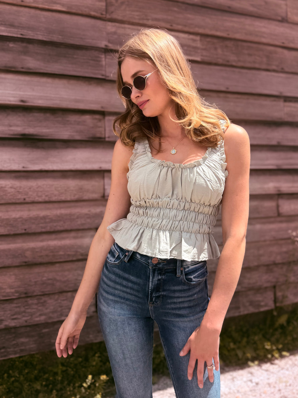 Square Neck Smocked Top
