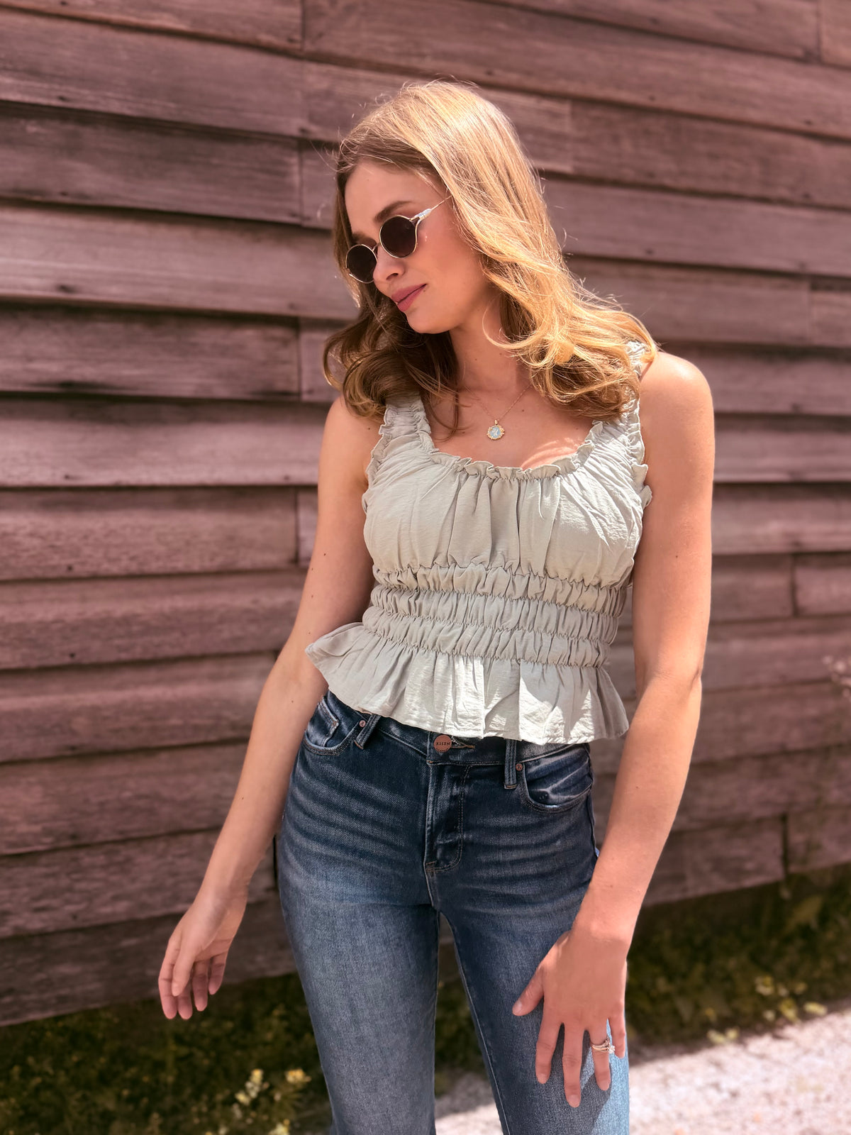 Square Neck Smocked Top