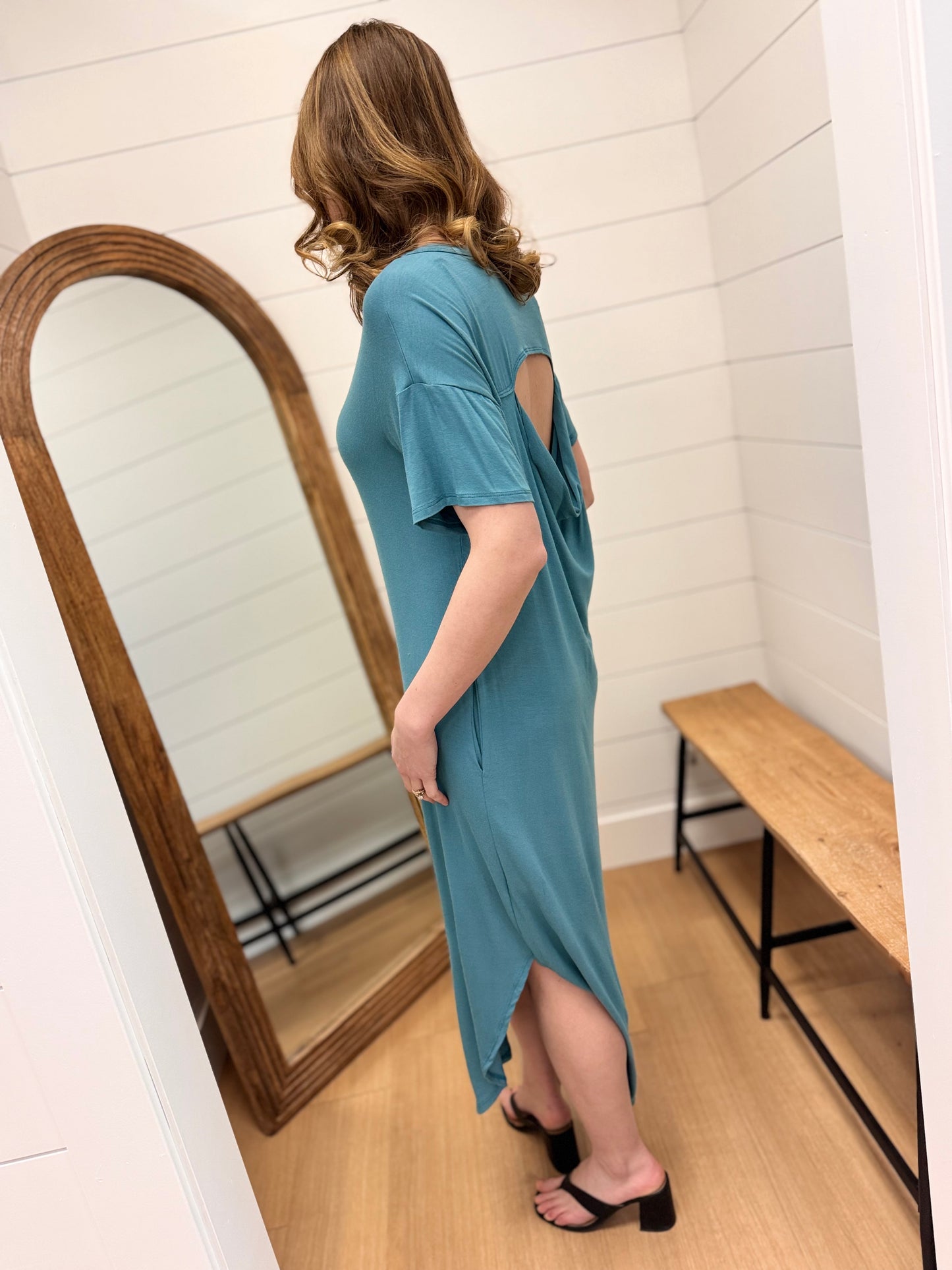 Casual Midi Dress with Cut out Back Detail