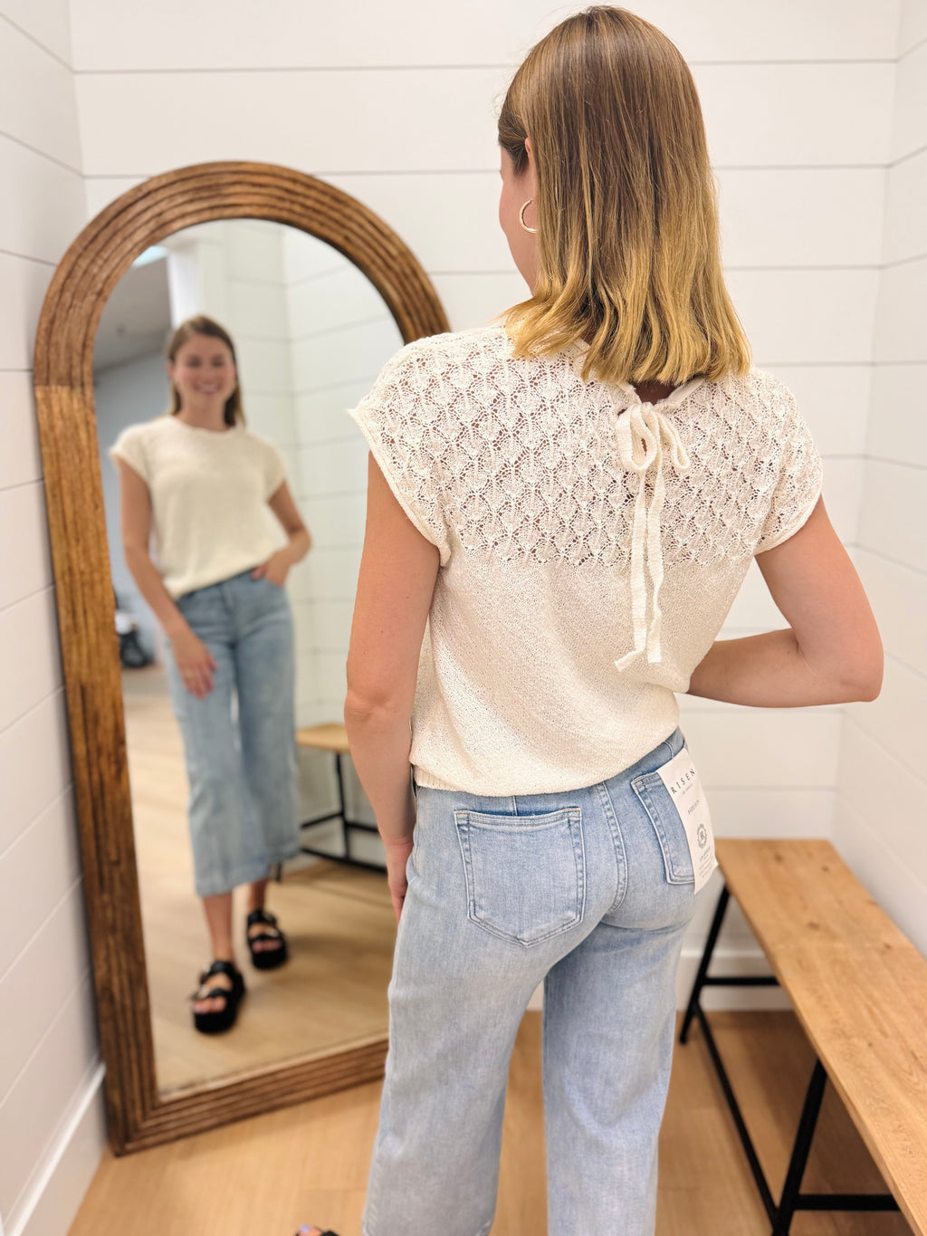 Cream Sweater Knit Top