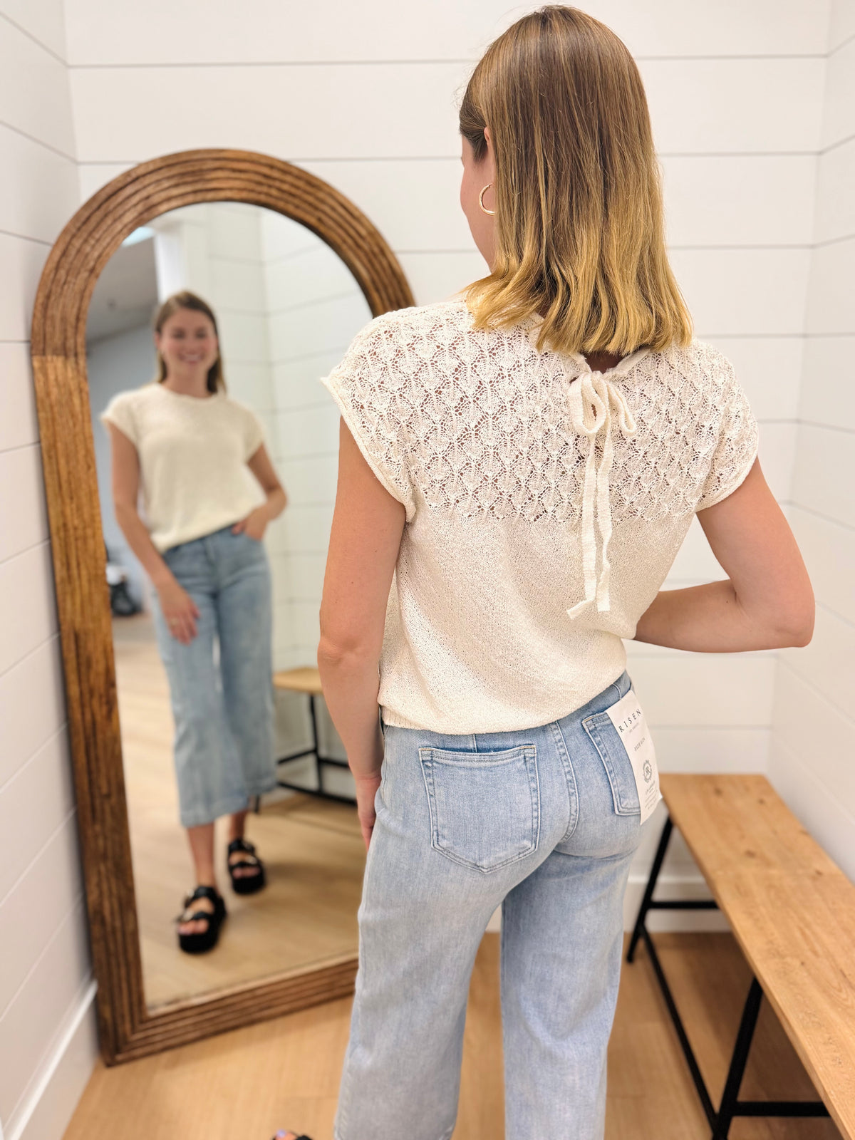 Cream Sweater Knit Top