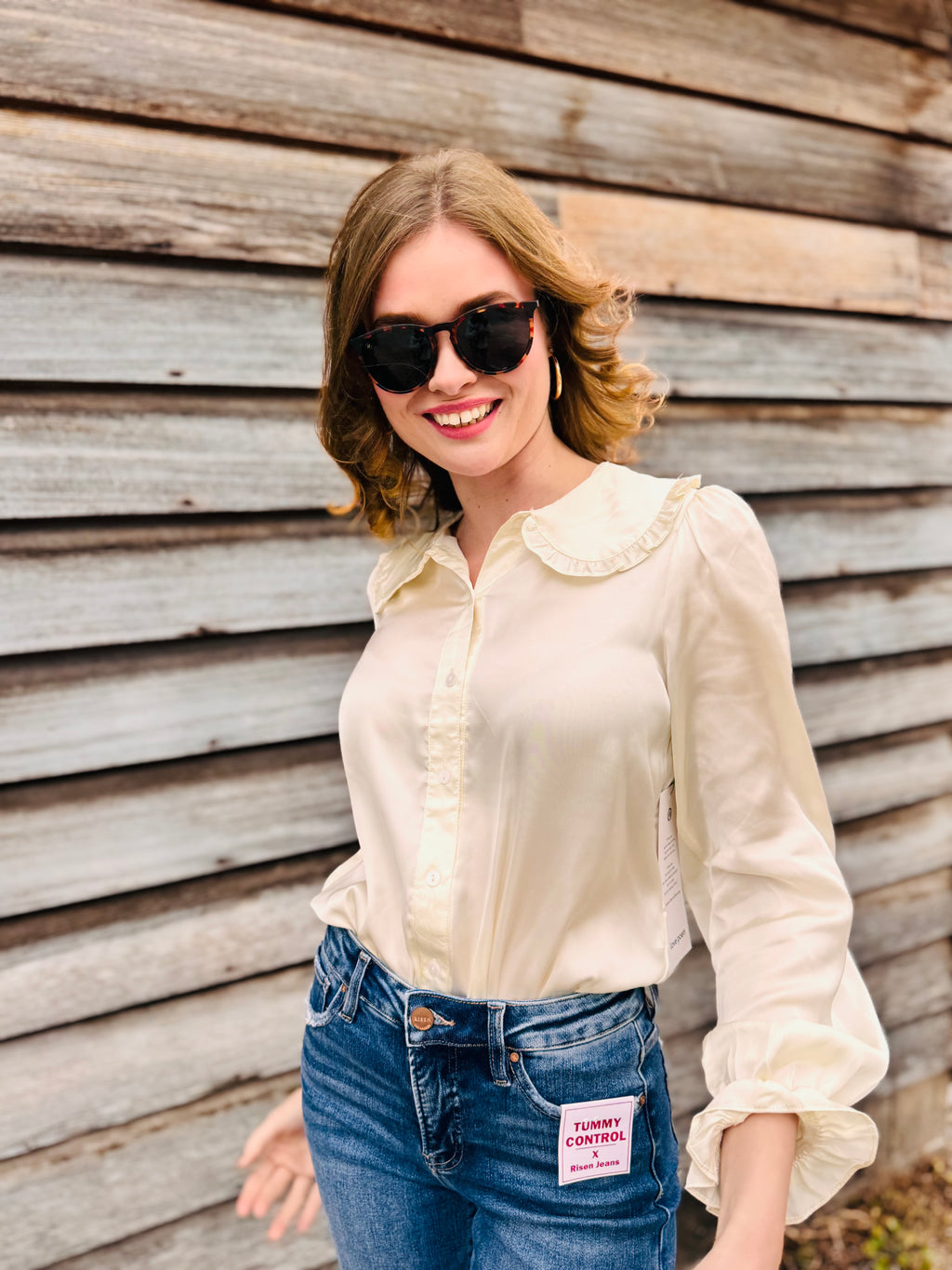 Satin Collar Shirt-Bodysuit