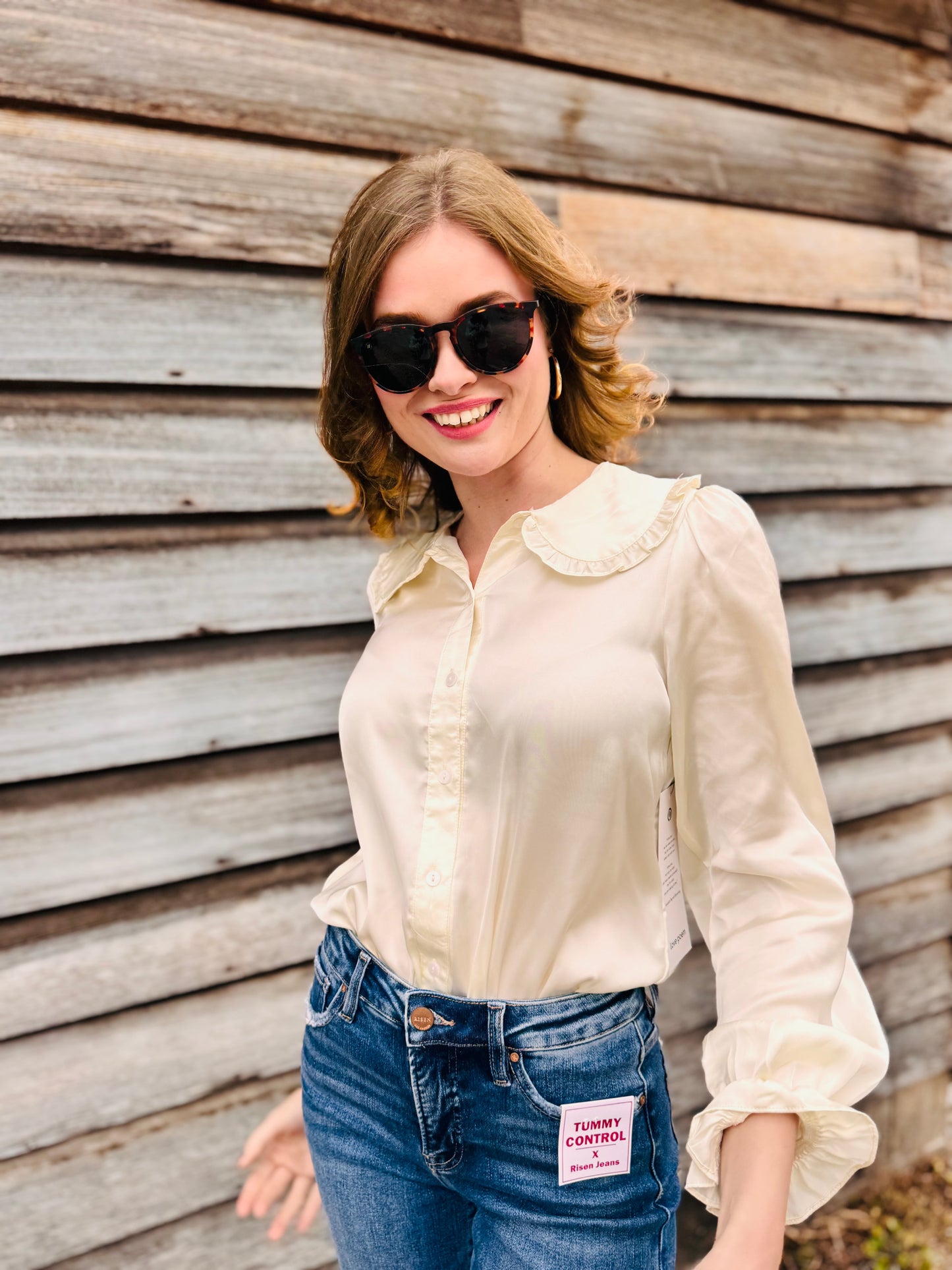 Satin Collar Shirt-Bodysuit