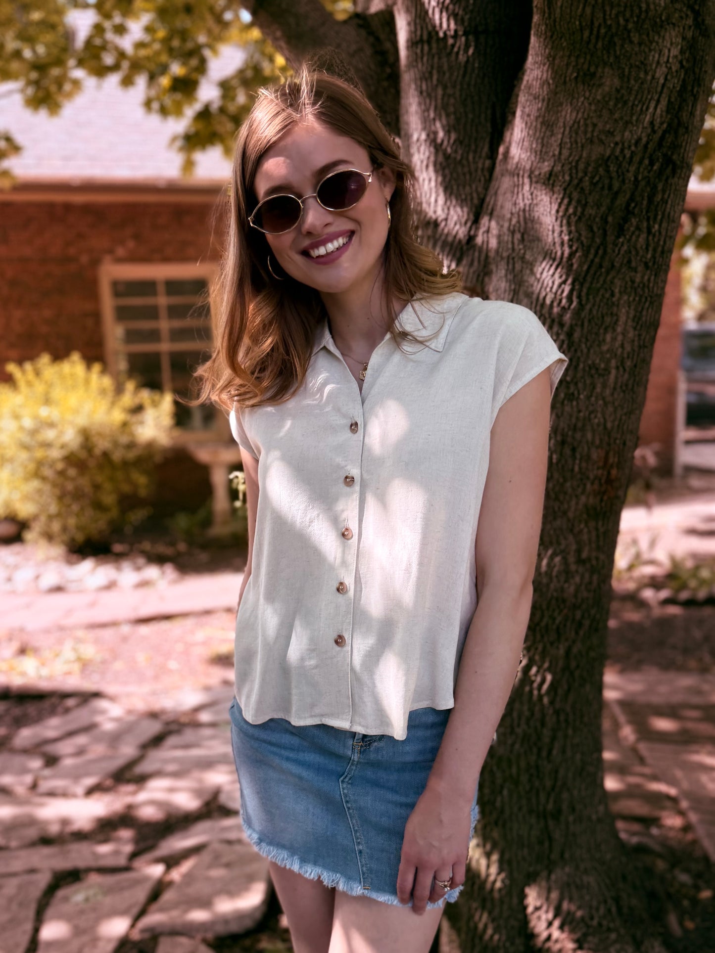 Linen Collared Short Sleeve Shirt