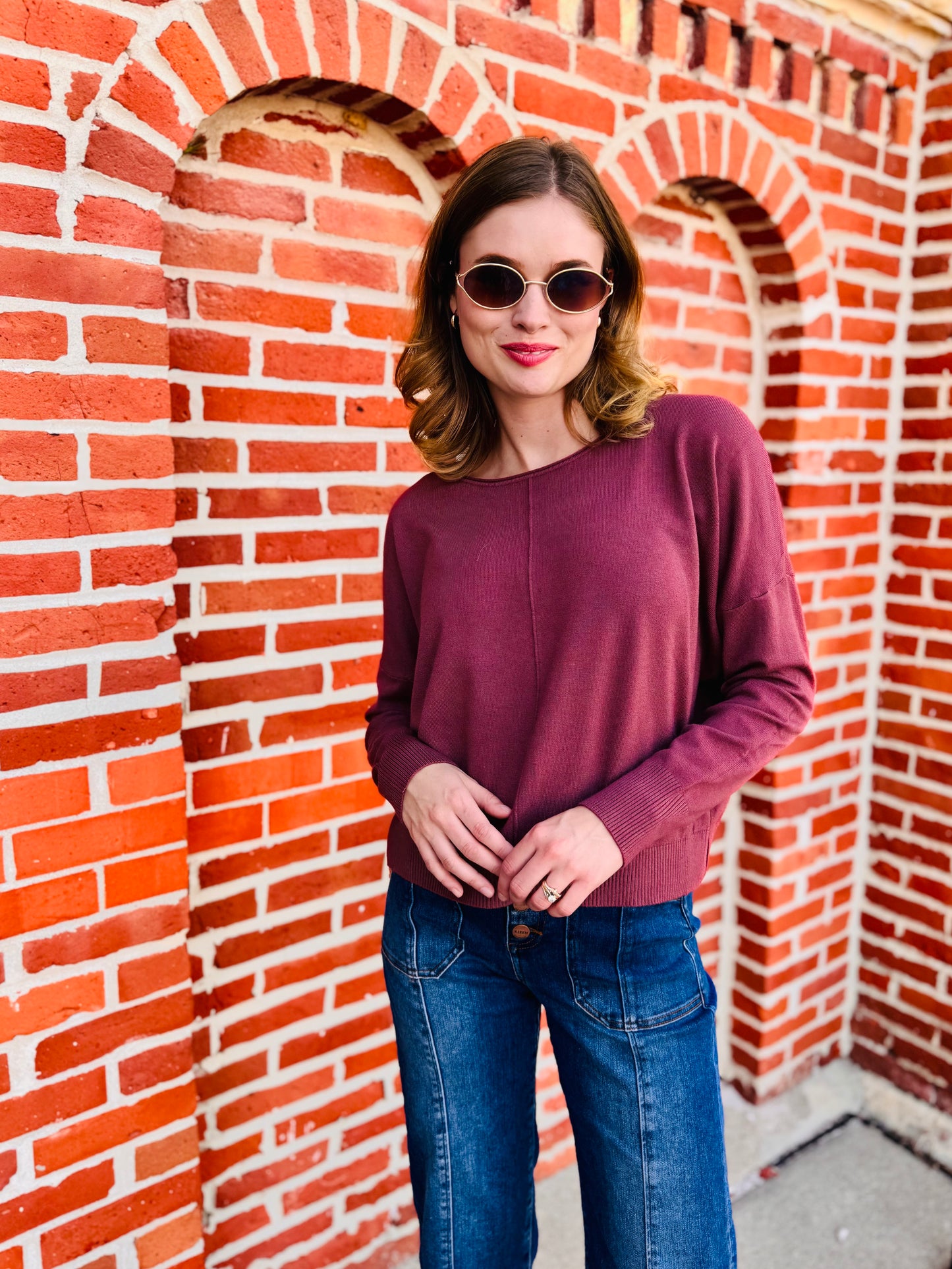 Seam Front Round Neck Pullover - Dreamers