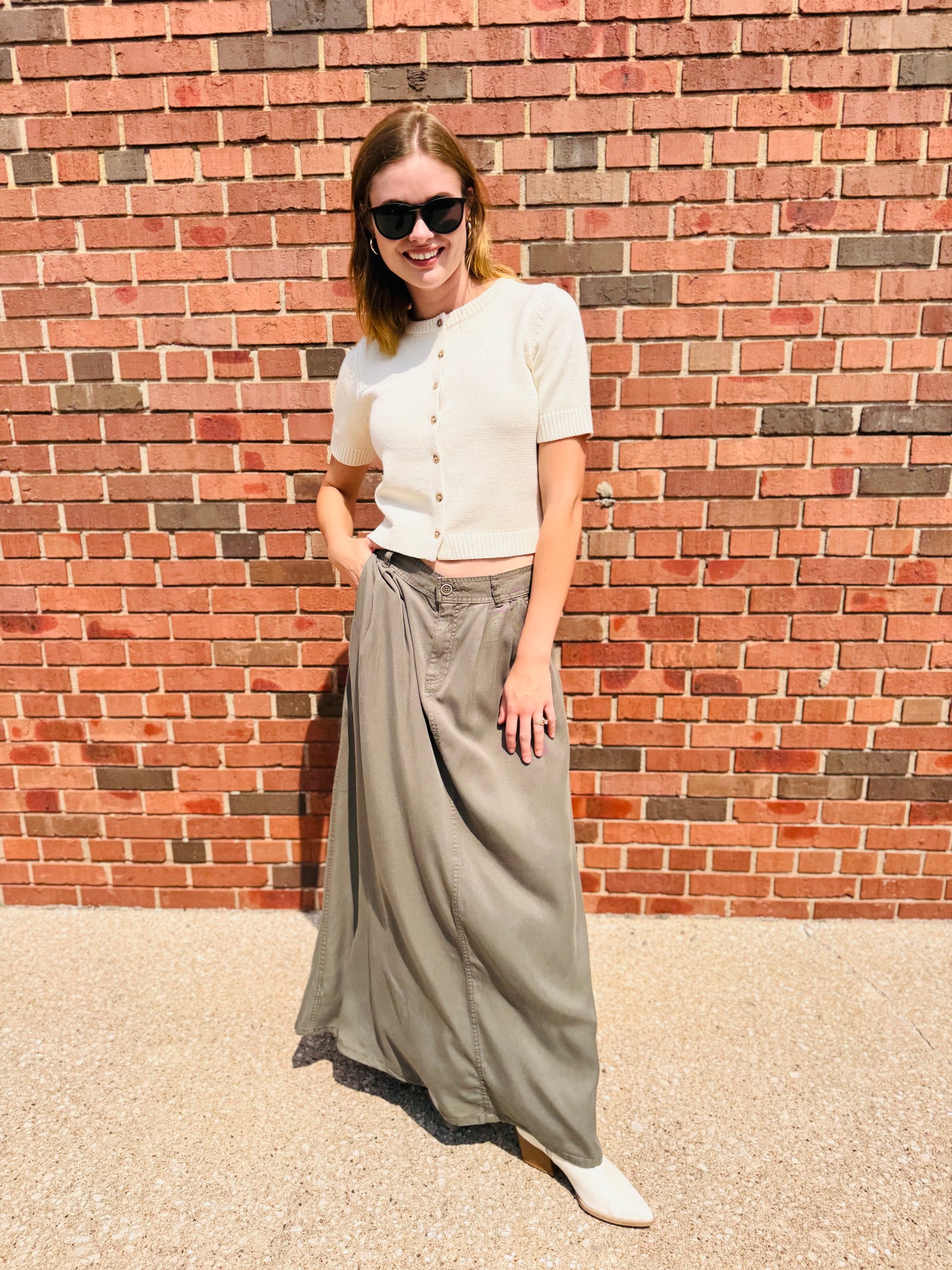 Olive High Rise Full Length Skirt - Risen
