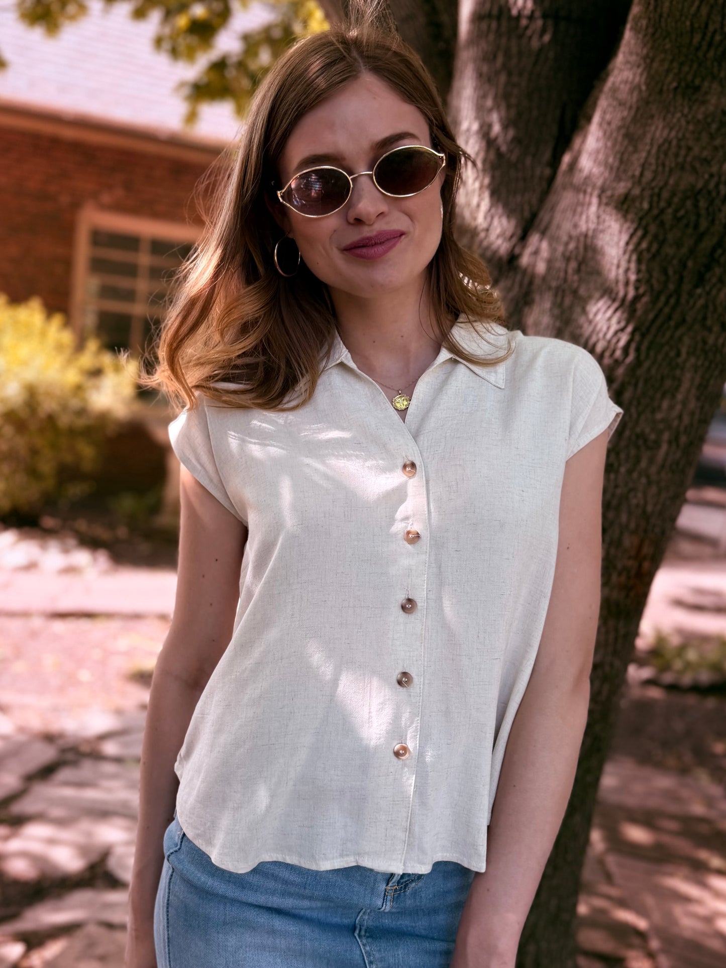 Linen Collared Short Sleeve Shirt