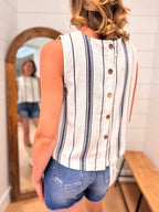 Stripe Top with Buttons on Back