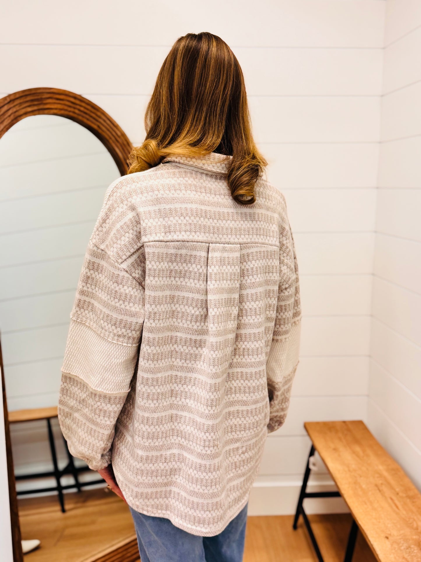 Mixed Knit Casual Shacket