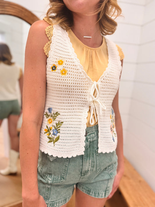 Floral Crochet Vest