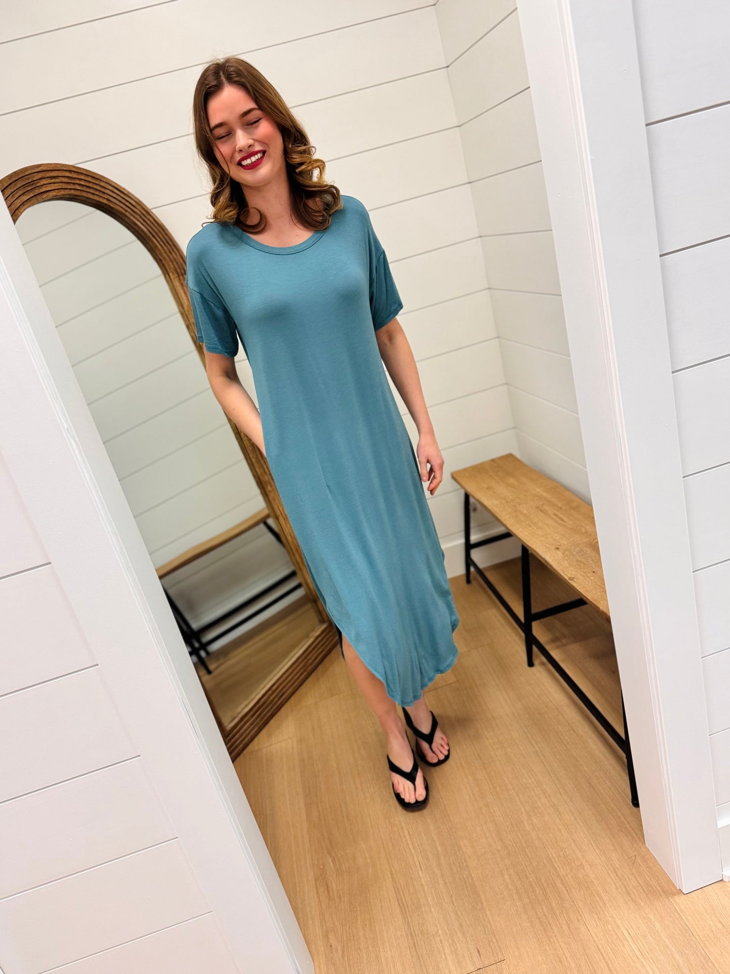 Casual Midi Dress with Cut out Back Detail