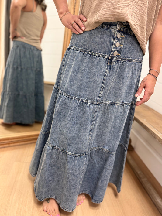 High Rise Ruffle Long Skirts - Risen