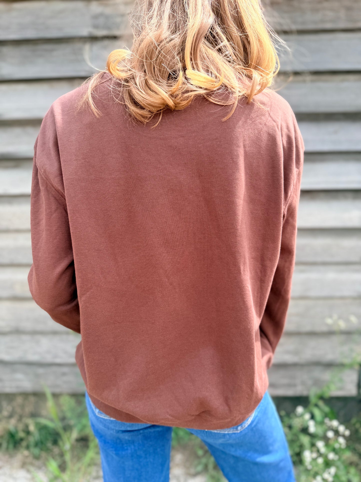Pray Floral Stripe Gingham Embroidered Patch Sweatshirt