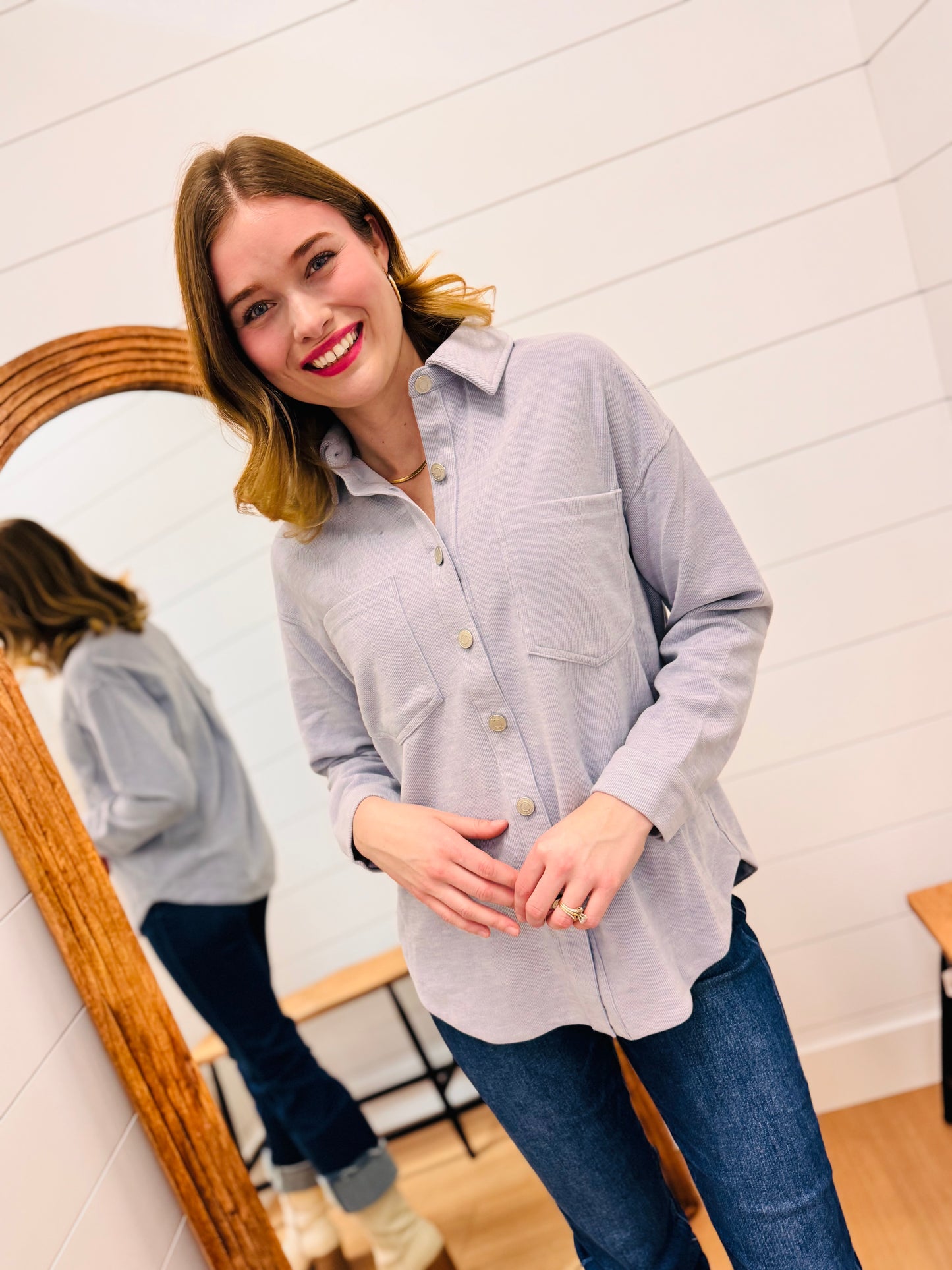 Micro Rib Button Up Shacket