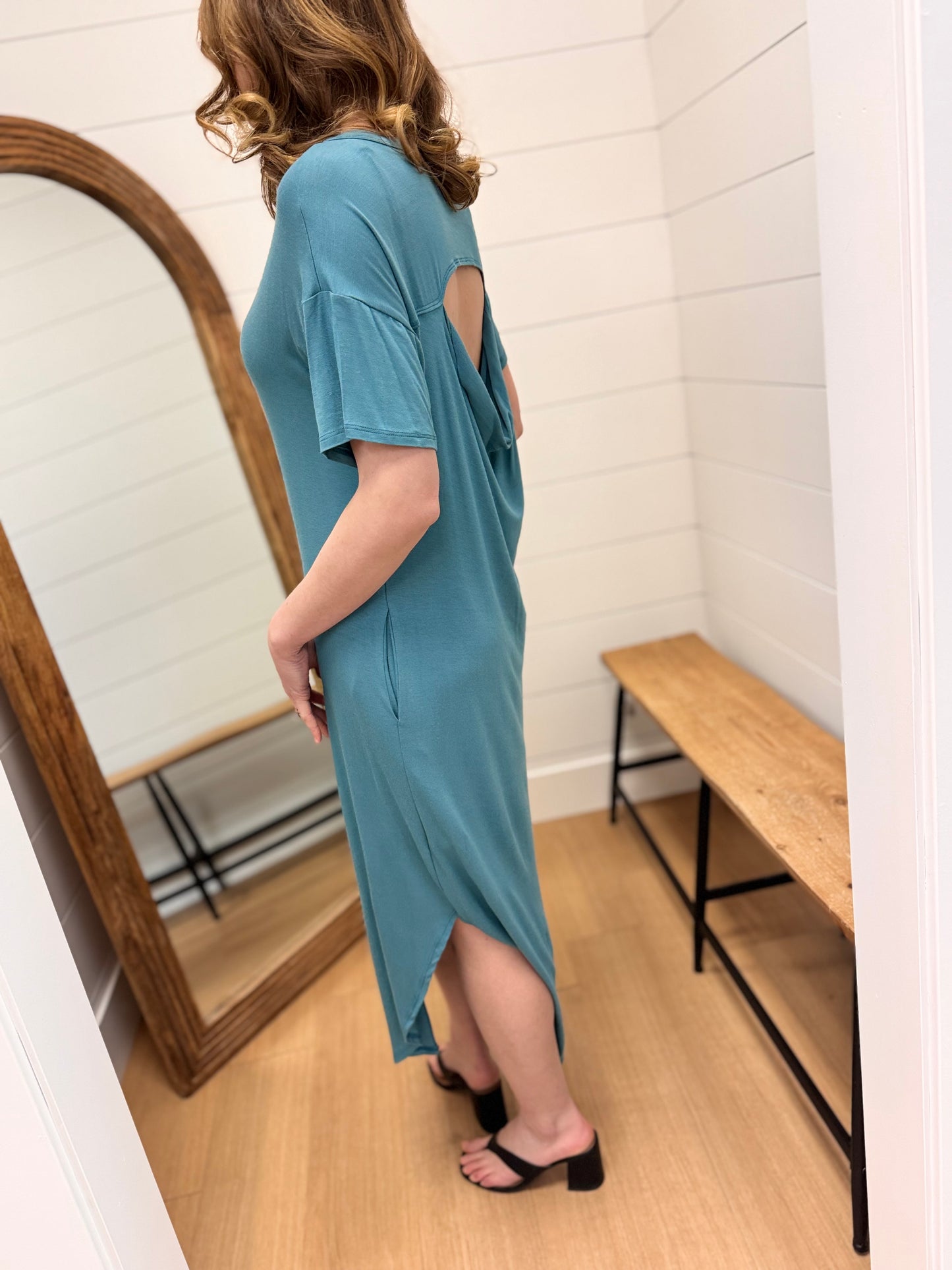 Casual Midi Dress with Cut out Back Detail