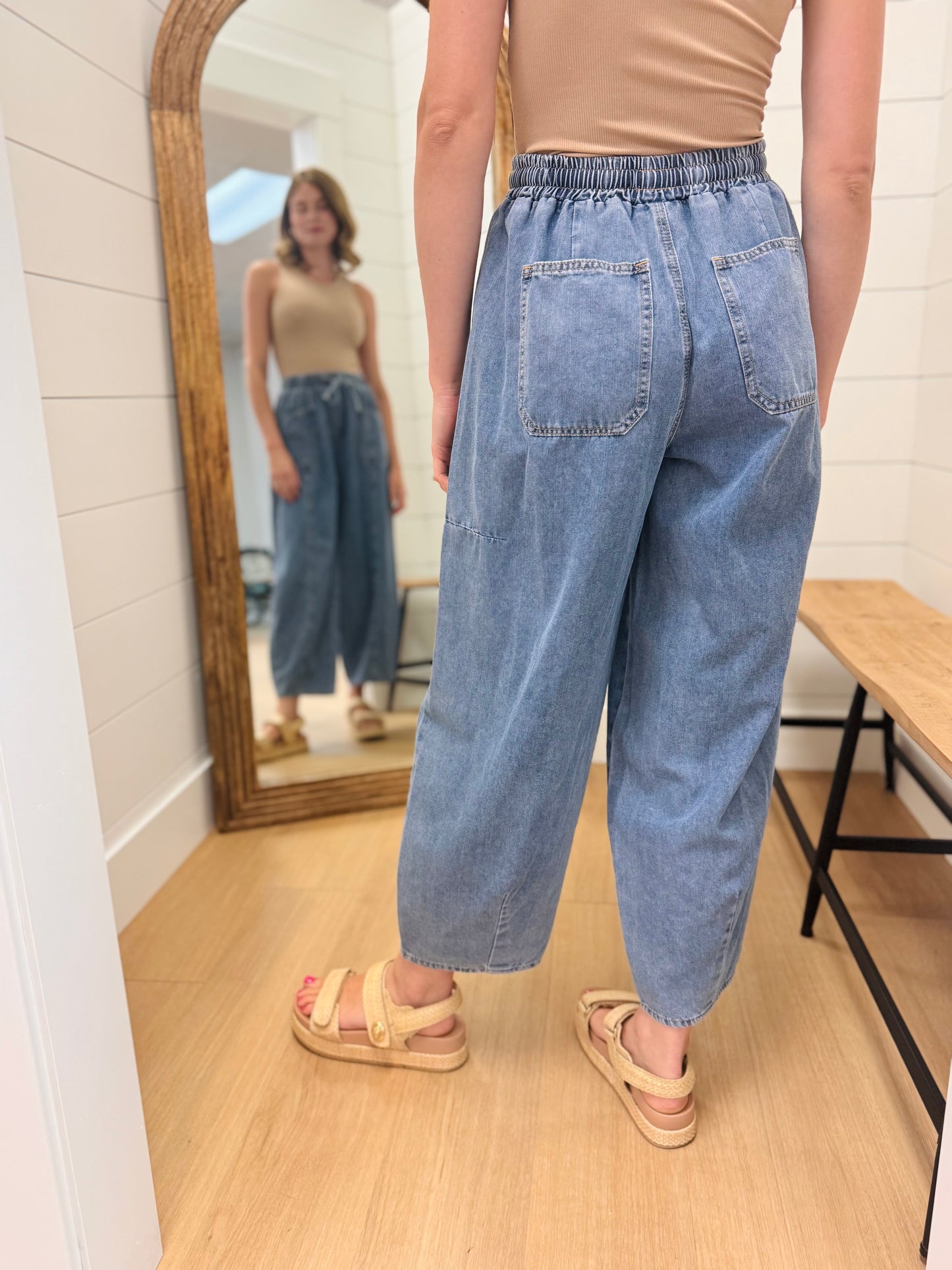 Relaxed Fit Denim Barrel Pant
