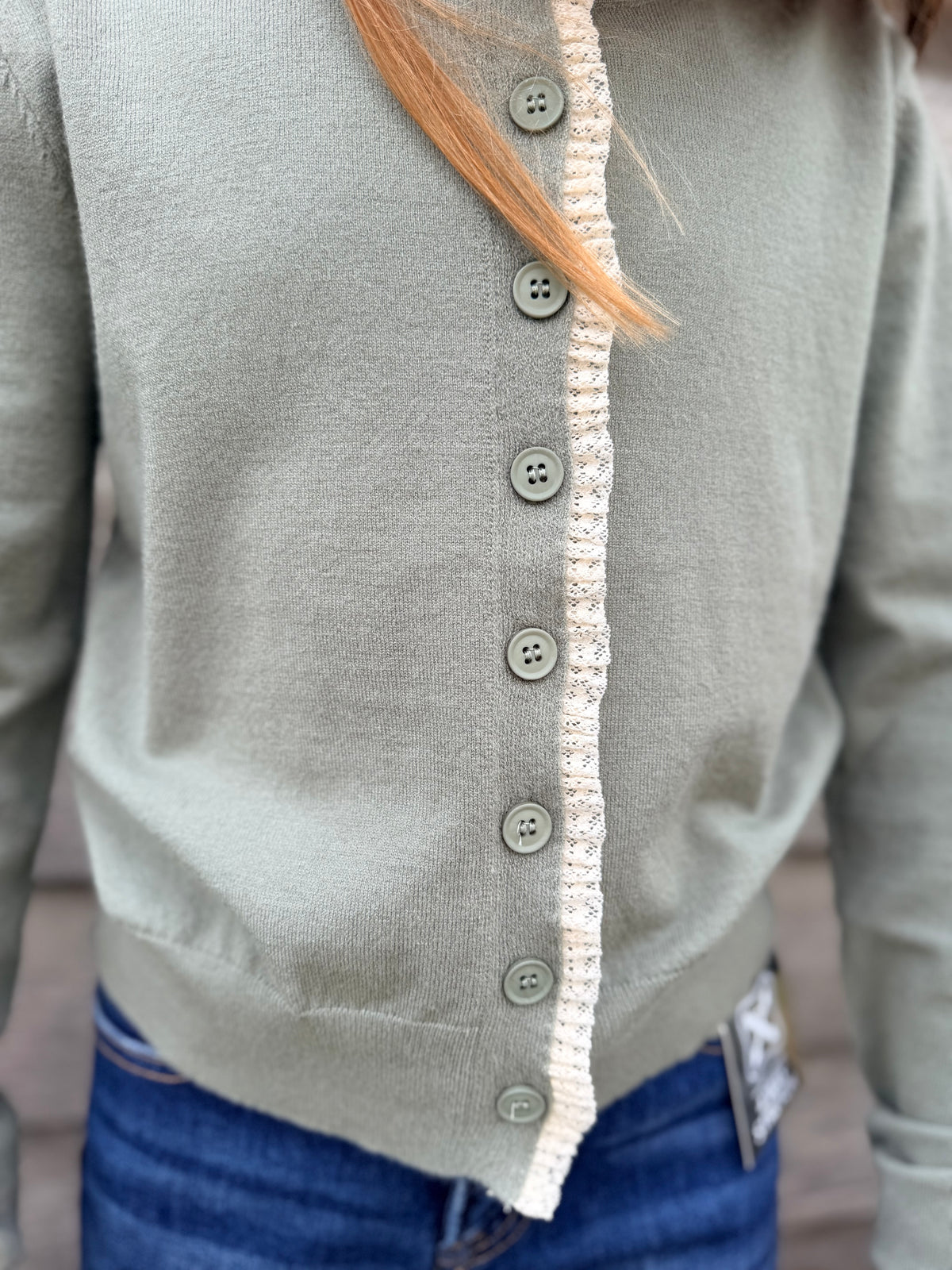 Button Up Cardigan With White Trim