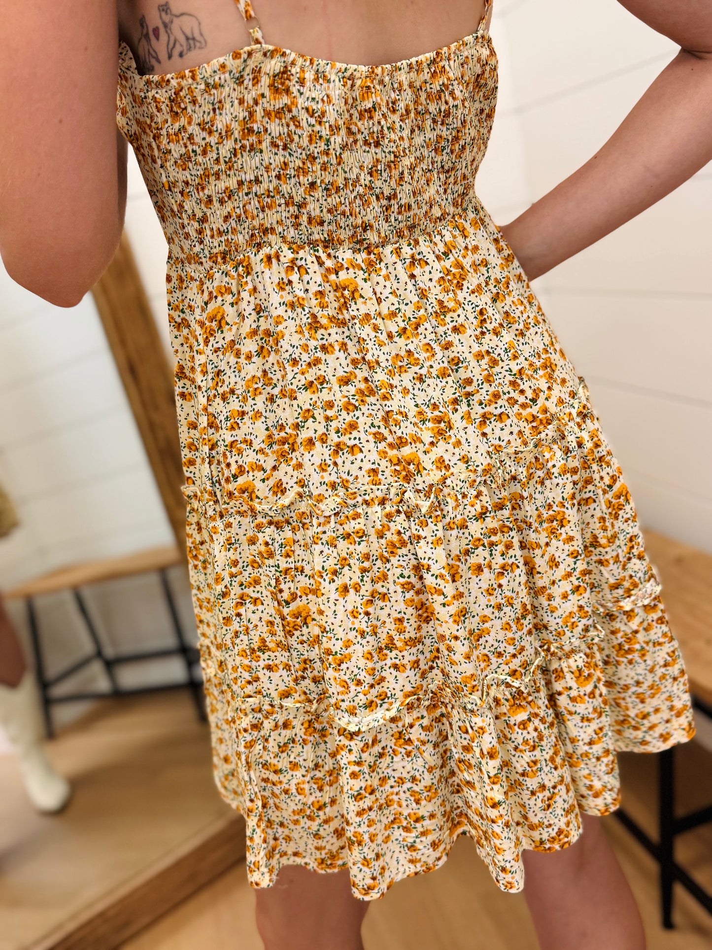 V Neck Floral Mini Dress