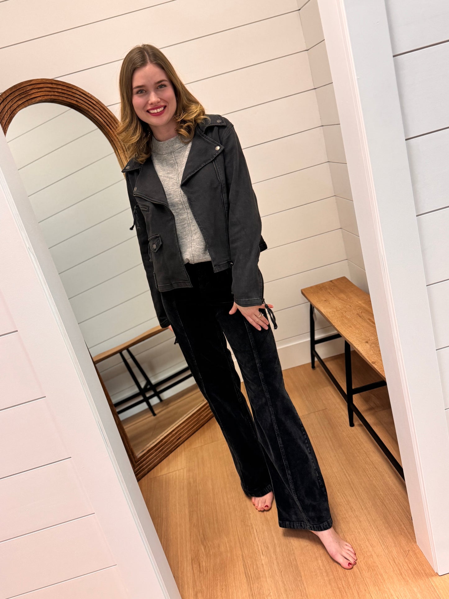 Washed Black Moto Jacket - Risen