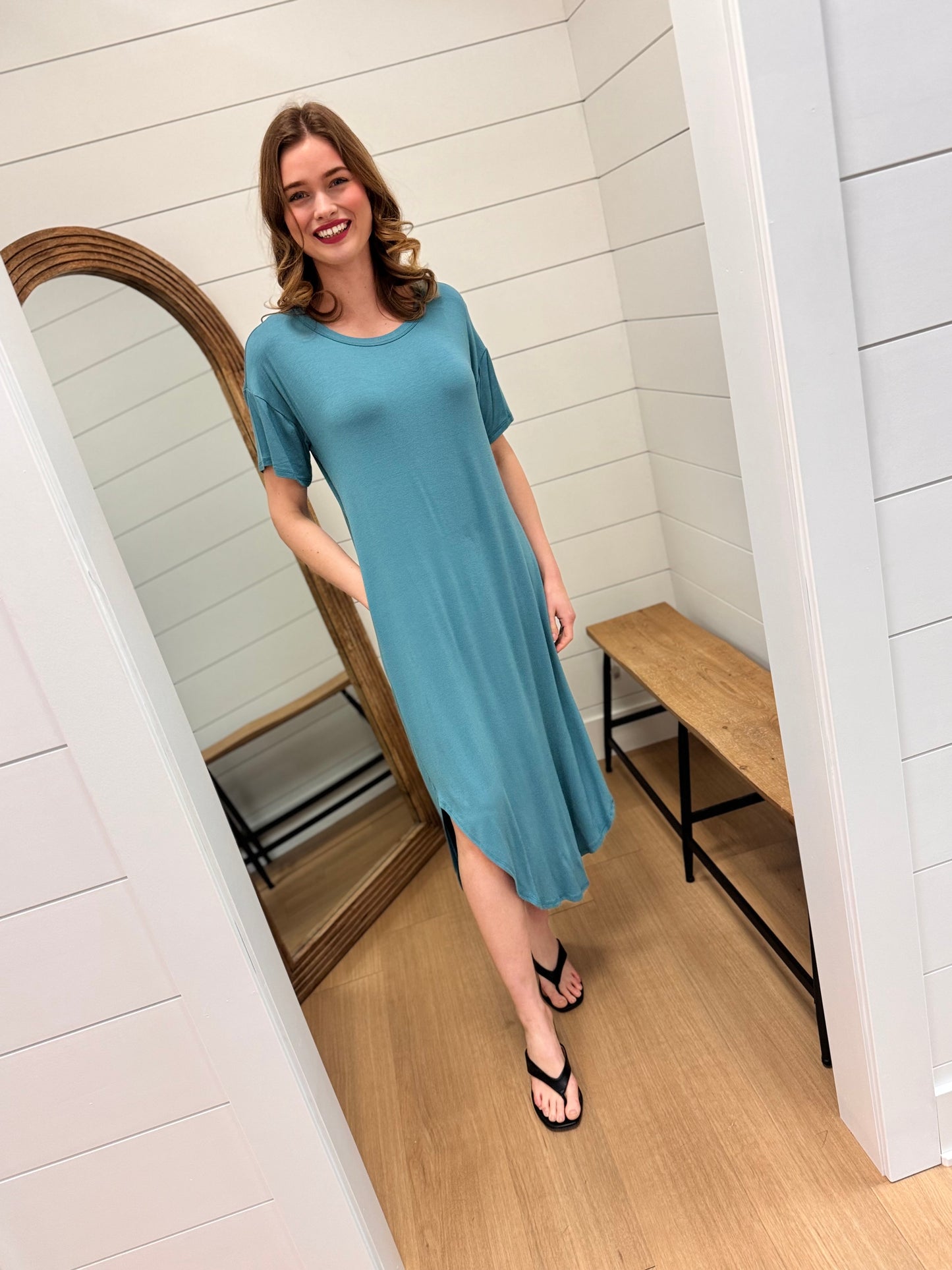 Casual Midi Dress with Cut out Back Detail