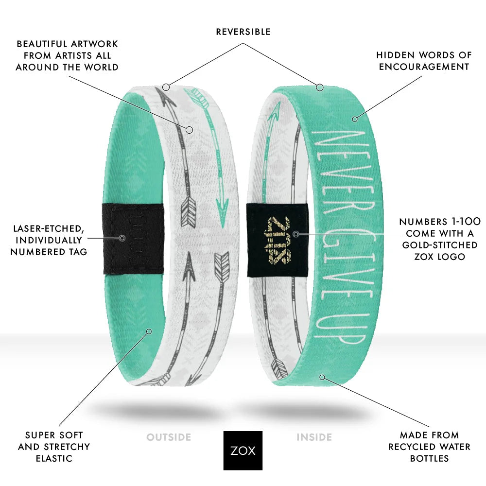 Never Give Up- Interactive ZOX Bracelet Positive Affirmation