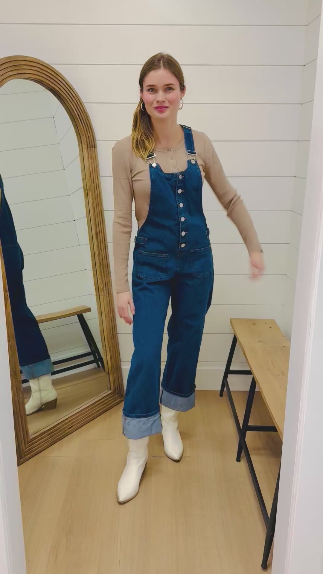 Bib Overalls Wide Leg Wide Cuffed- Risen