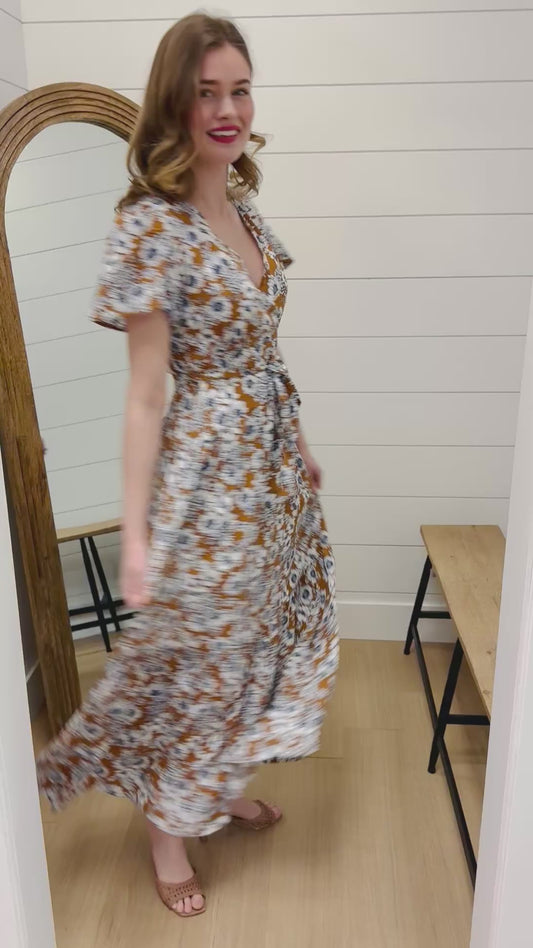 Floral Print Faux Wrap Maxi Dress